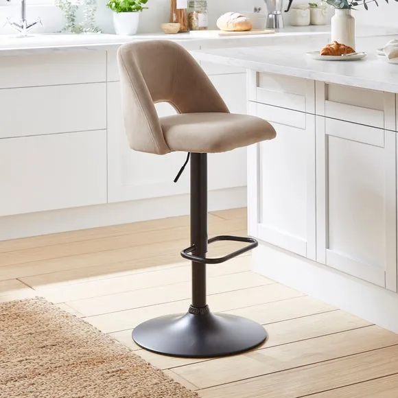 Jonas Adjustable Height Bar Stool, Velvet 1