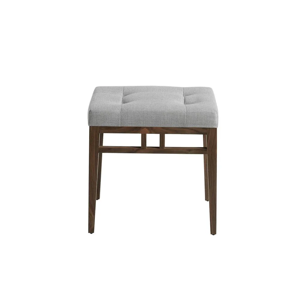 Angel Cerda Tufted Grey Fabric Stool with Walnut Legs 2