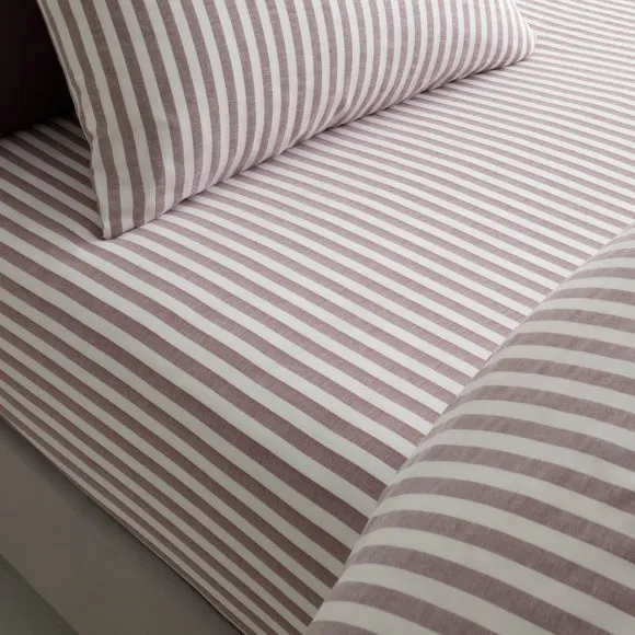 Portloe Woven Stripe 100% Cotton Fitted Sheet