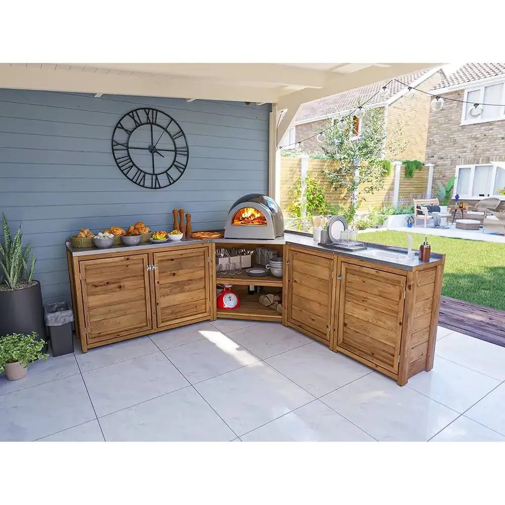 Dunster House Garden Kitchen with Right Side Sink W2m x D2m / W7' x D7' in Brown 5