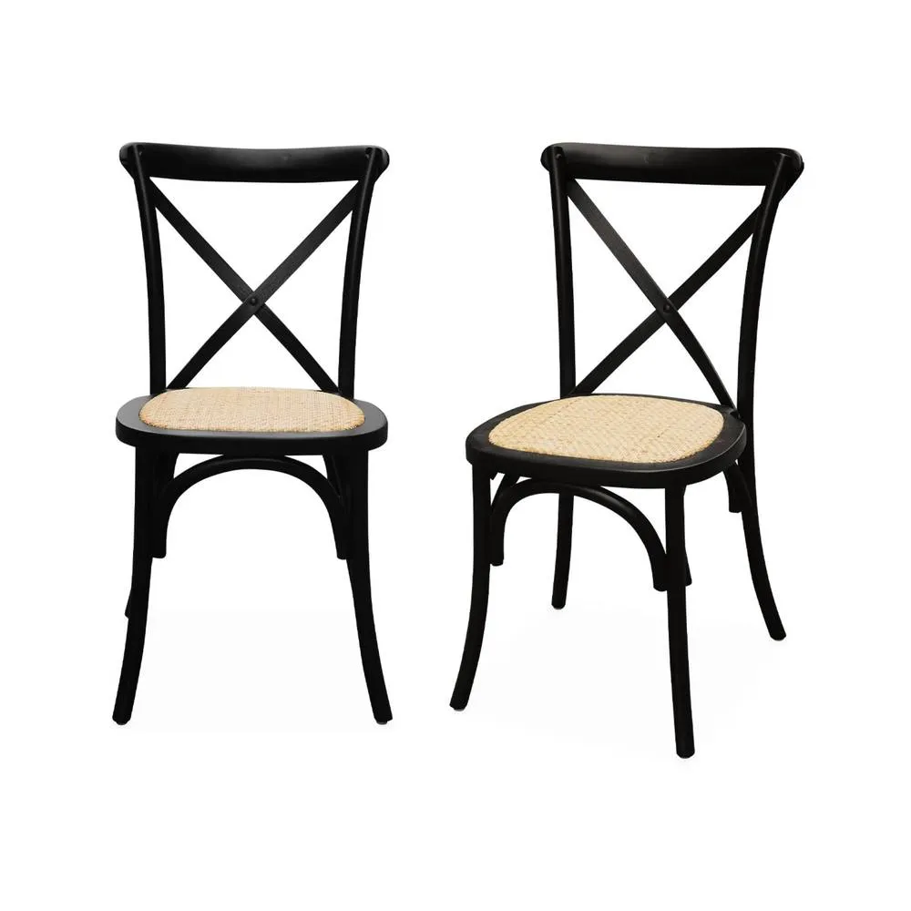 sweeek Set of 2 Vintage Wooden Bistro Chairs in Black 2