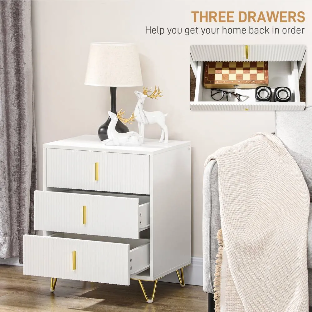 HOMCOM 3 Drawer Dresser Set of 2, Chest of Drawers Storage Cabinet, White 5