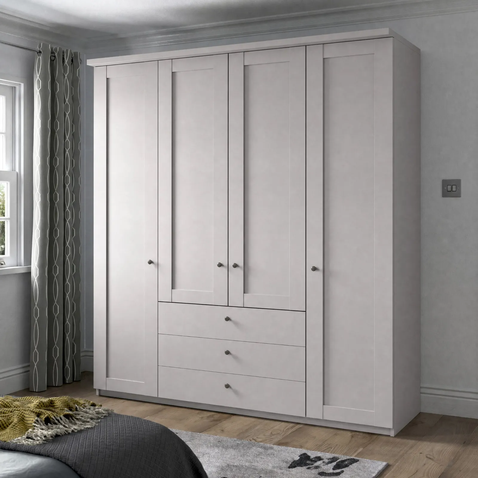 Varese Cornice For Hinged Wardrobe Without Lights, Grey | Barker & Stonehouse 2