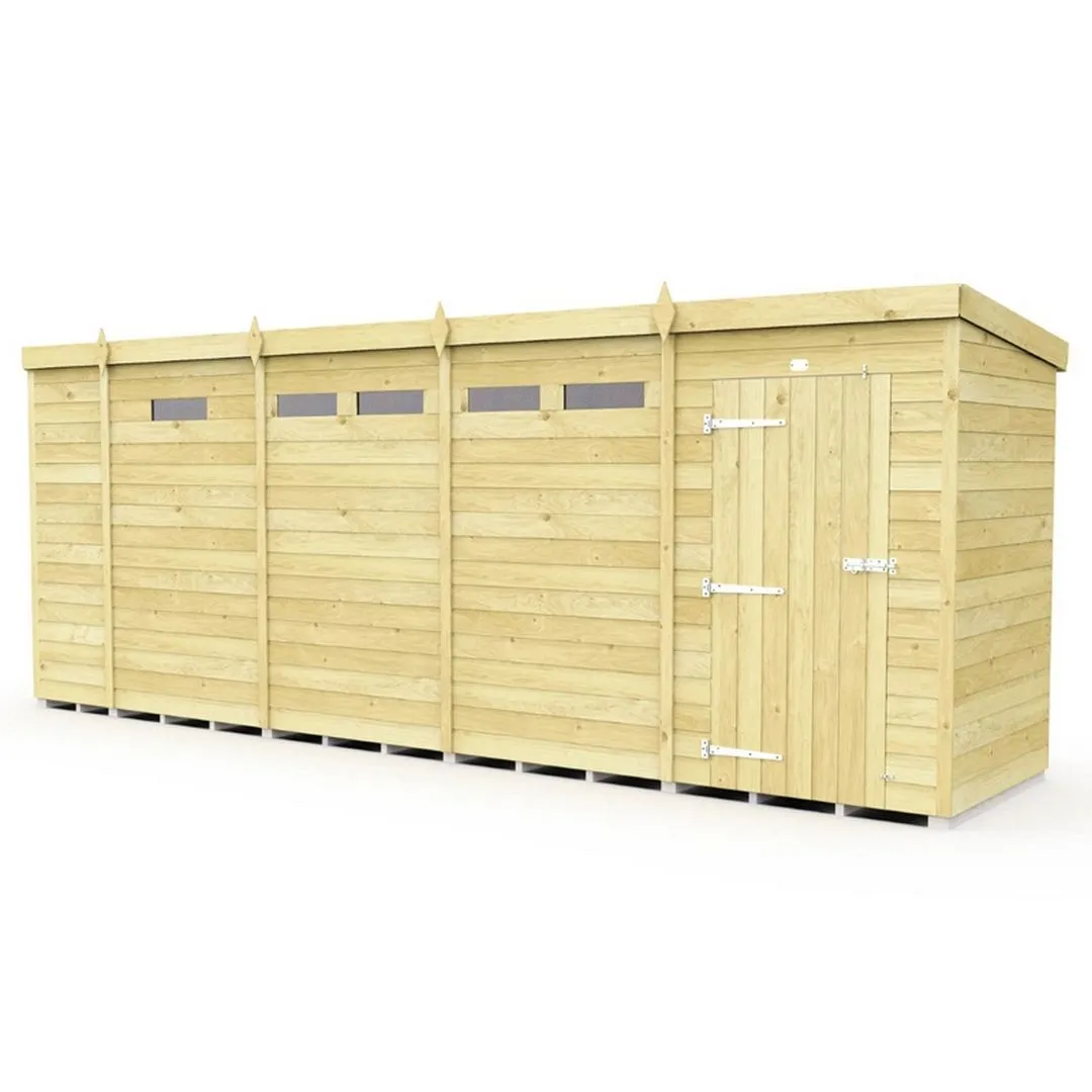 Buttercup Farm 17 x 4 Feet Pent Security Shed - Single Door - L118 x W492 x H201 cm in Brown