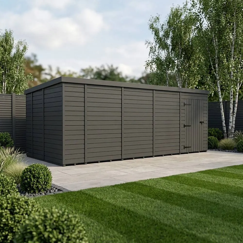 Buttercup Farm 18ft x 9ft Composite Pent Garden Shed Single Door No Windows in Grey 2