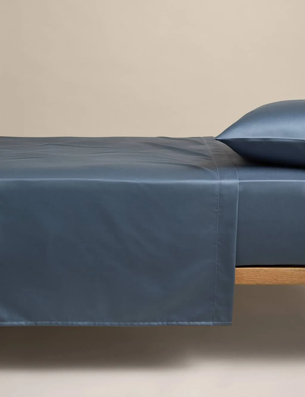 M&S Egyptian Cotton 400 Thread Count Silky Flat Sheet Slate Blue