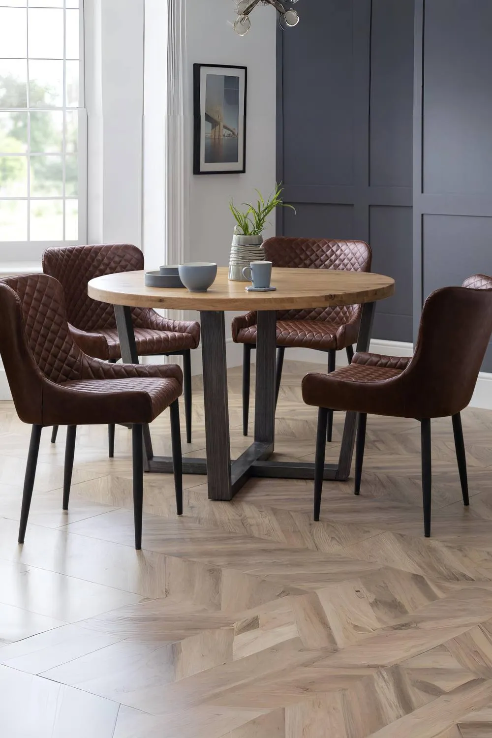 Julian Bowen Luxe Diamond Quilted Upholstered Dining Chair (Set of 2) in Brown 3