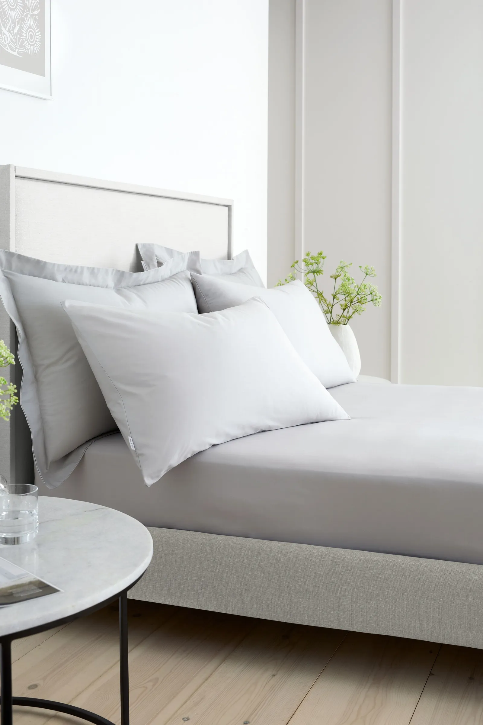 Bianca 200 Thread Count Cotton Percale 32cm Depth Sheet in Grey 3
