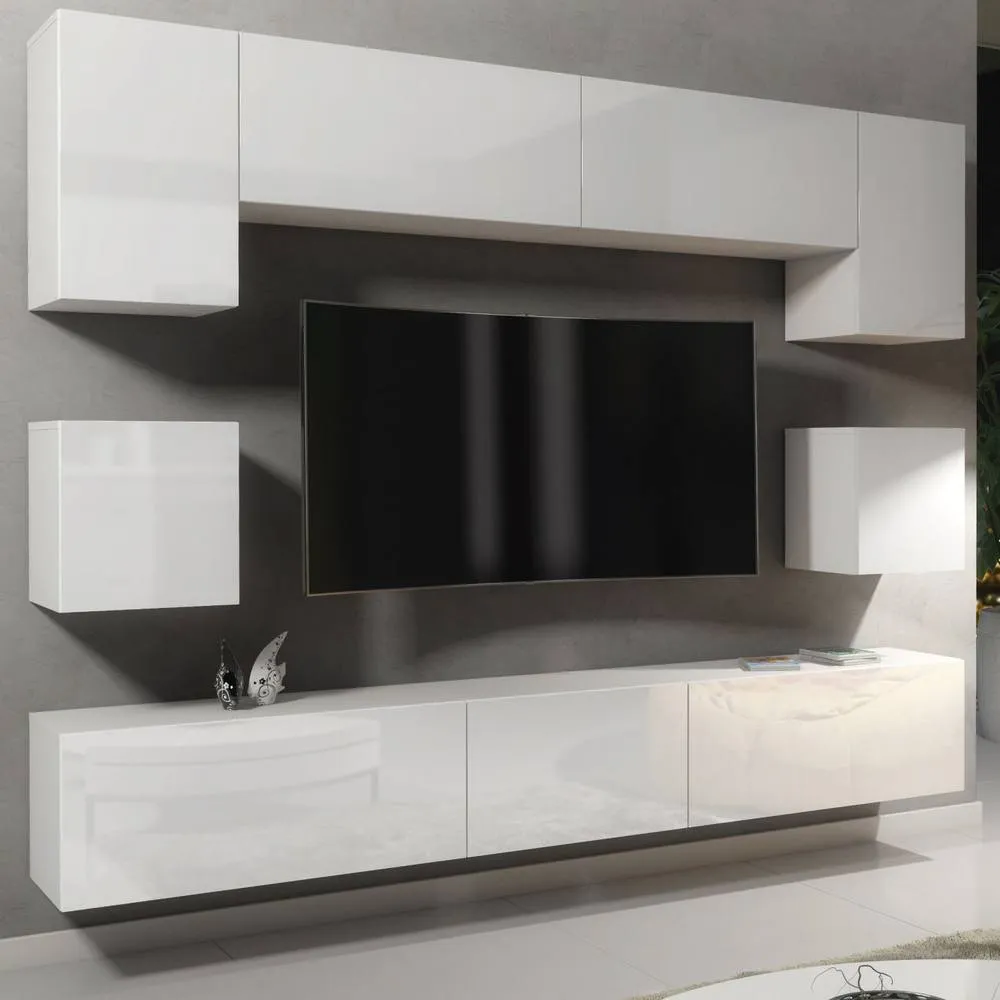 Creative Furniture Panorama Wall TV Unit - White with Gloss Doors 3
