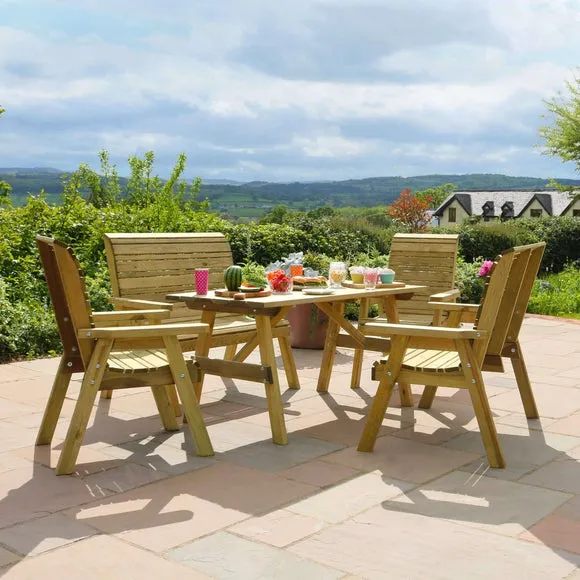 Freya 6 Seater Wooden Rectangle Garden Dining Set 4