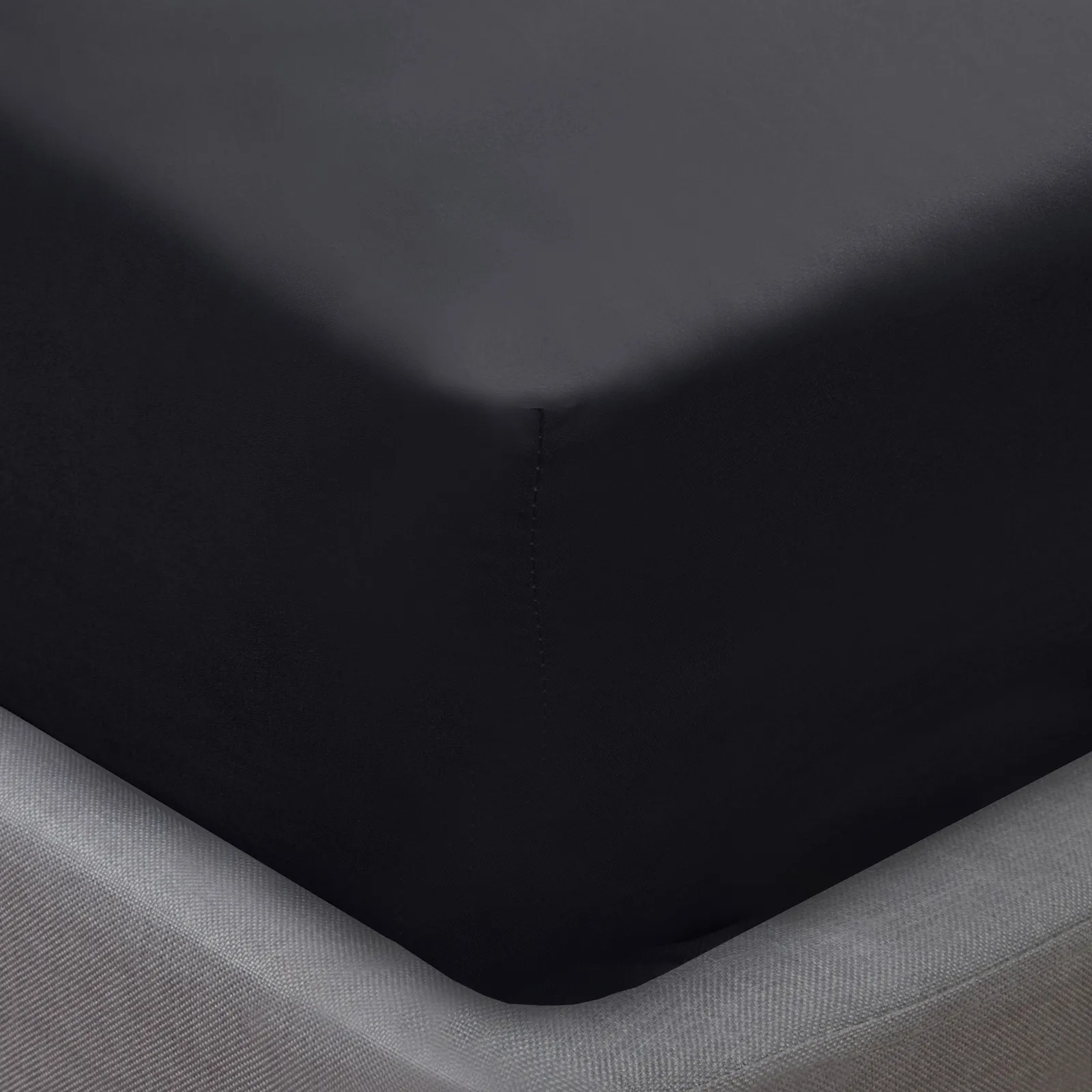 Smart Living Super Soft Microfibre Plain Dye Warm Cosy Bed Linen 32cm Fitted Sheet in Black 2