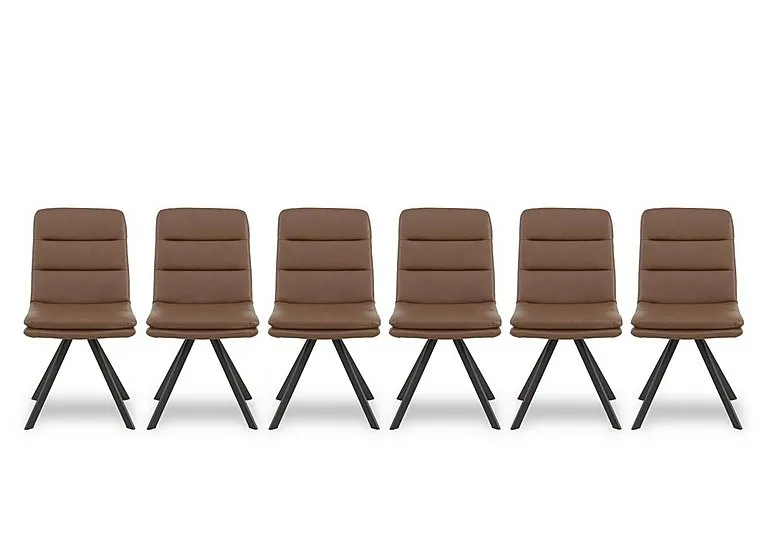 Njord Set of 6 Faux Leather Swivel Dining Chairs