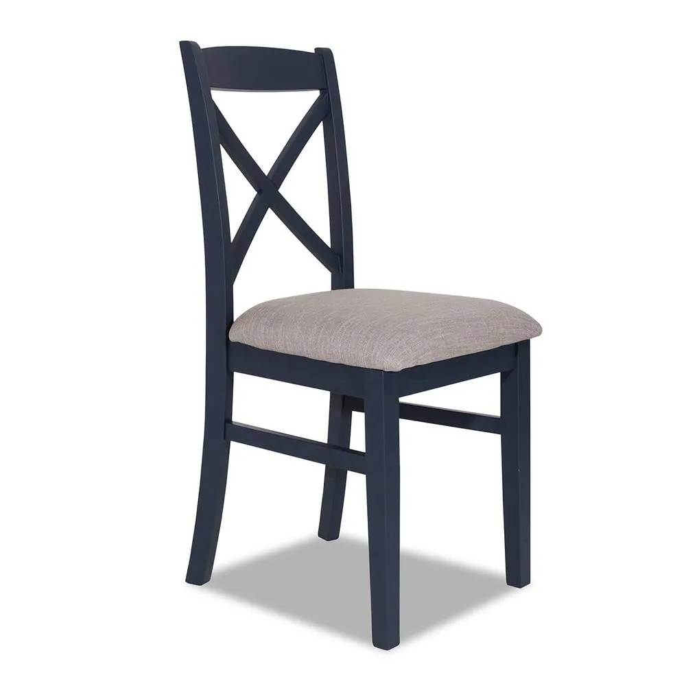 Statement Furniture Florence Crossback Upholstered Seat Dining Chair in Navy