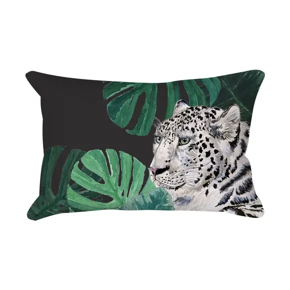 Jungle Snow Leopard Rectangle Cushion Cover 3
