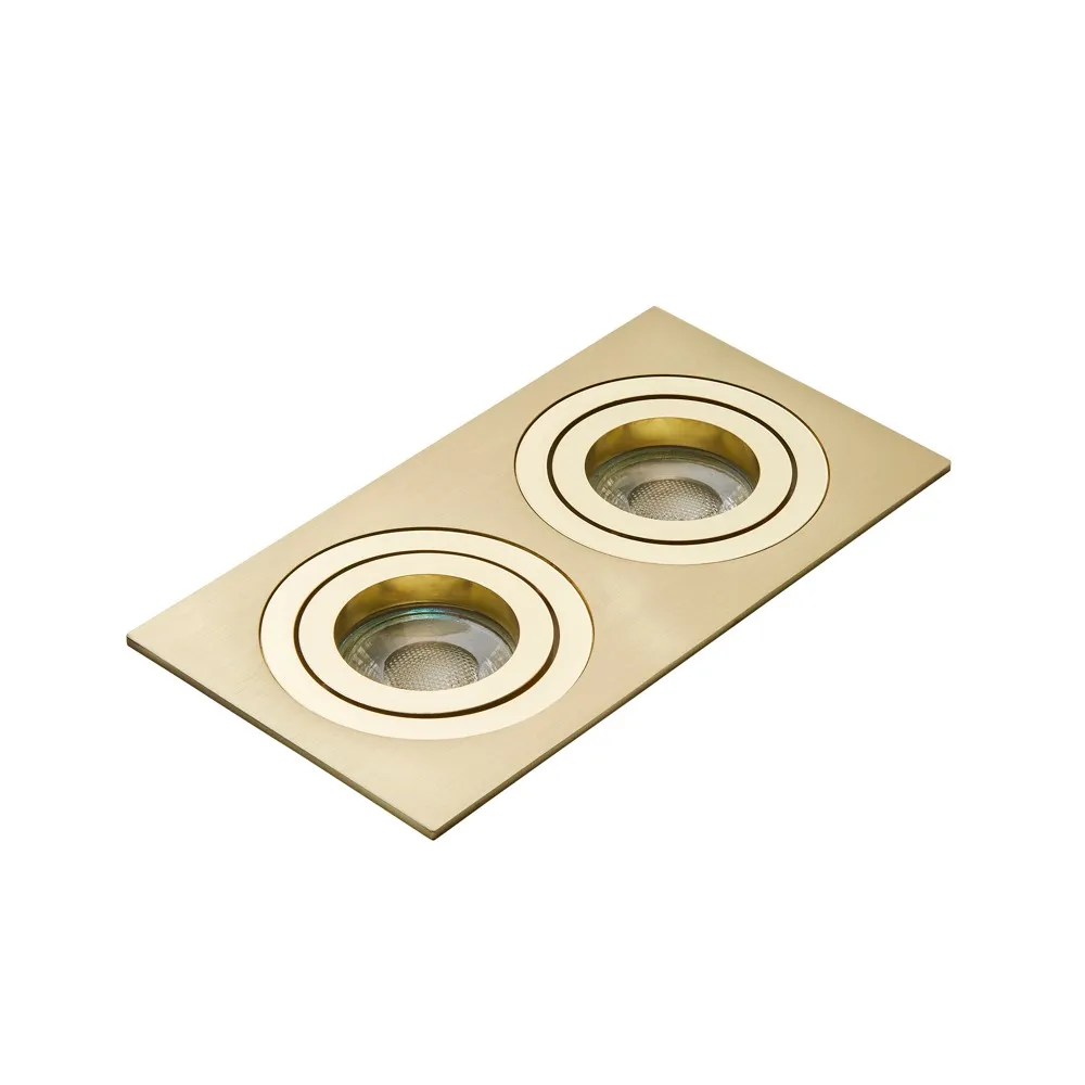 Faina Adjustable Double Squared Recessed Downlight, Brass 1