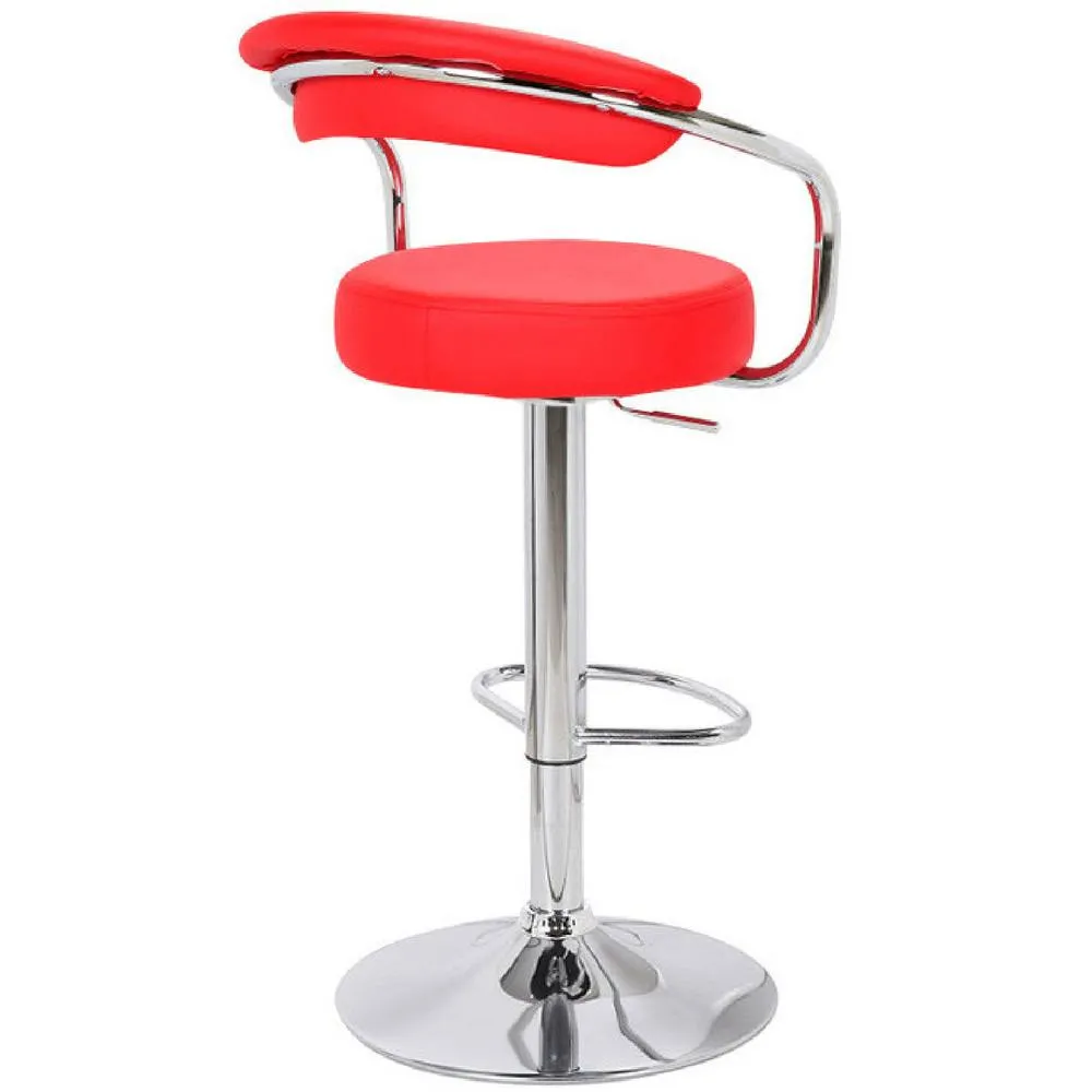 netfurniture Berty Kitchen Bar Stool Red Cushioned Seat & Back Rest 6