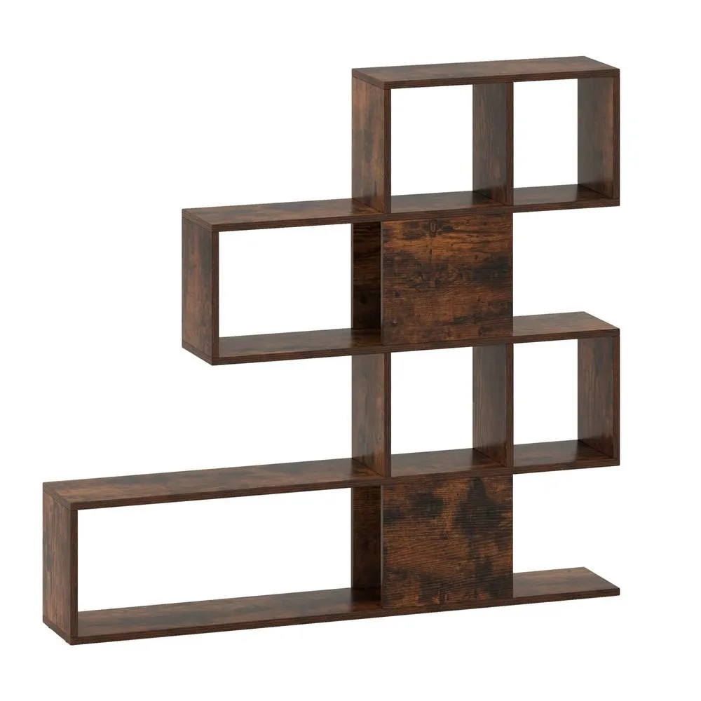 Costway 4-Tier Freestanding Bookshelf Wooden Ladder Display Shelf in Brown