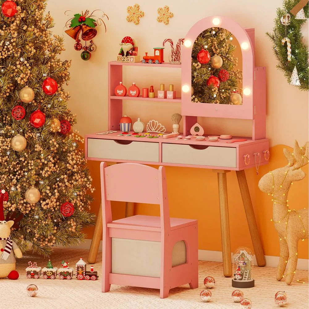 Costway Pretend Play Dressing Table Set - Pink
