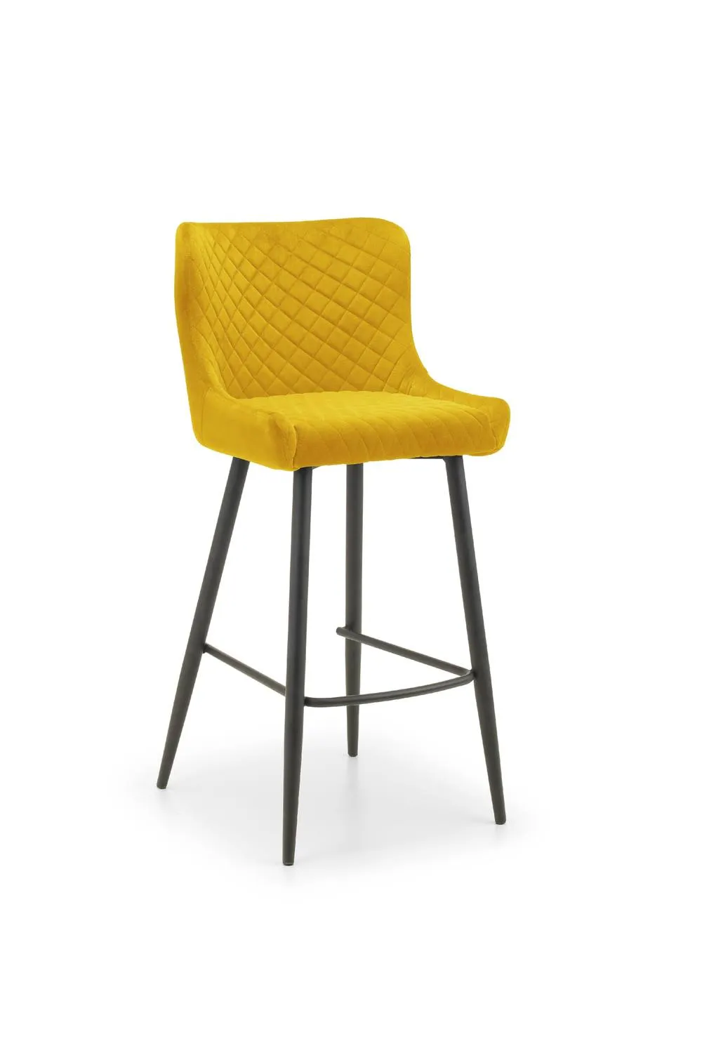 Julian Bowen Luxe Diamond Quilted Upholstered Bar Stool (Set of 2) in Mustard 3