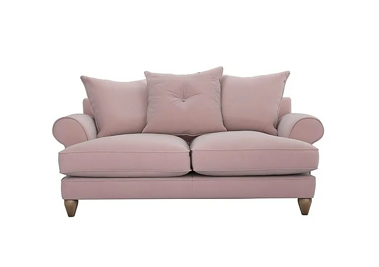 Bronwyn 2.5 Seater Fabric Scatter Back Fibre Fill Sofa With Washed Oak Feet - Cotton Candy