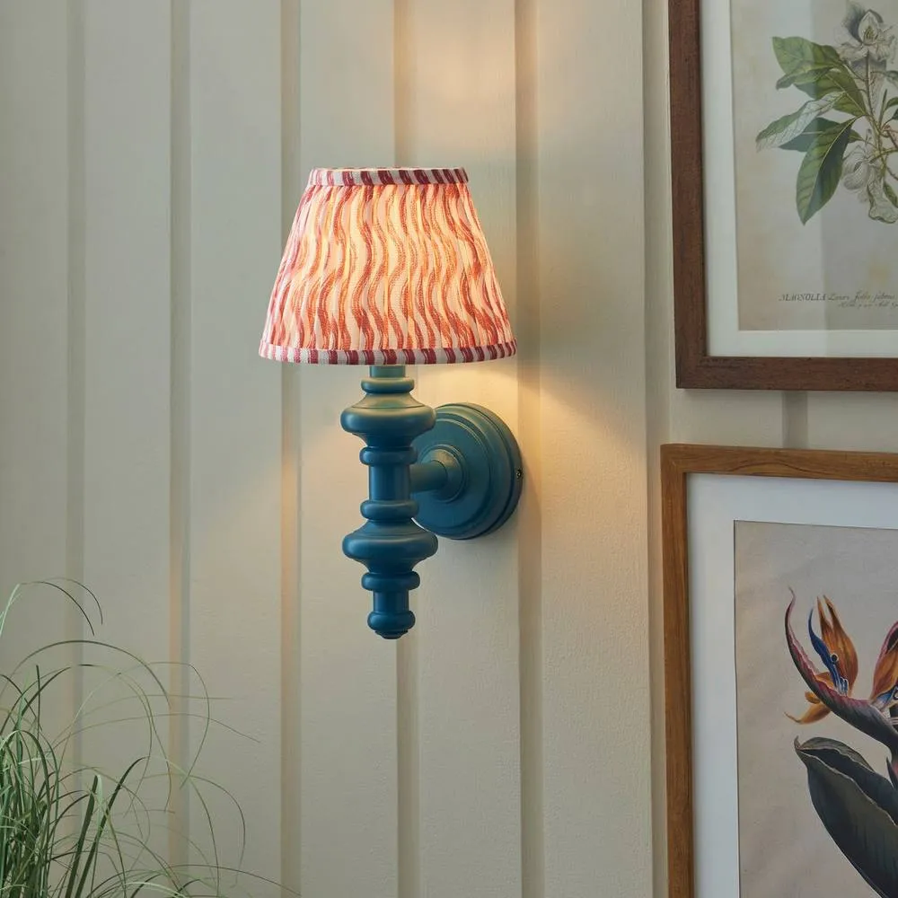Netlighting Carnaby Blue Wall Light Pink Fabric Ripple Shade 20cm B22 2