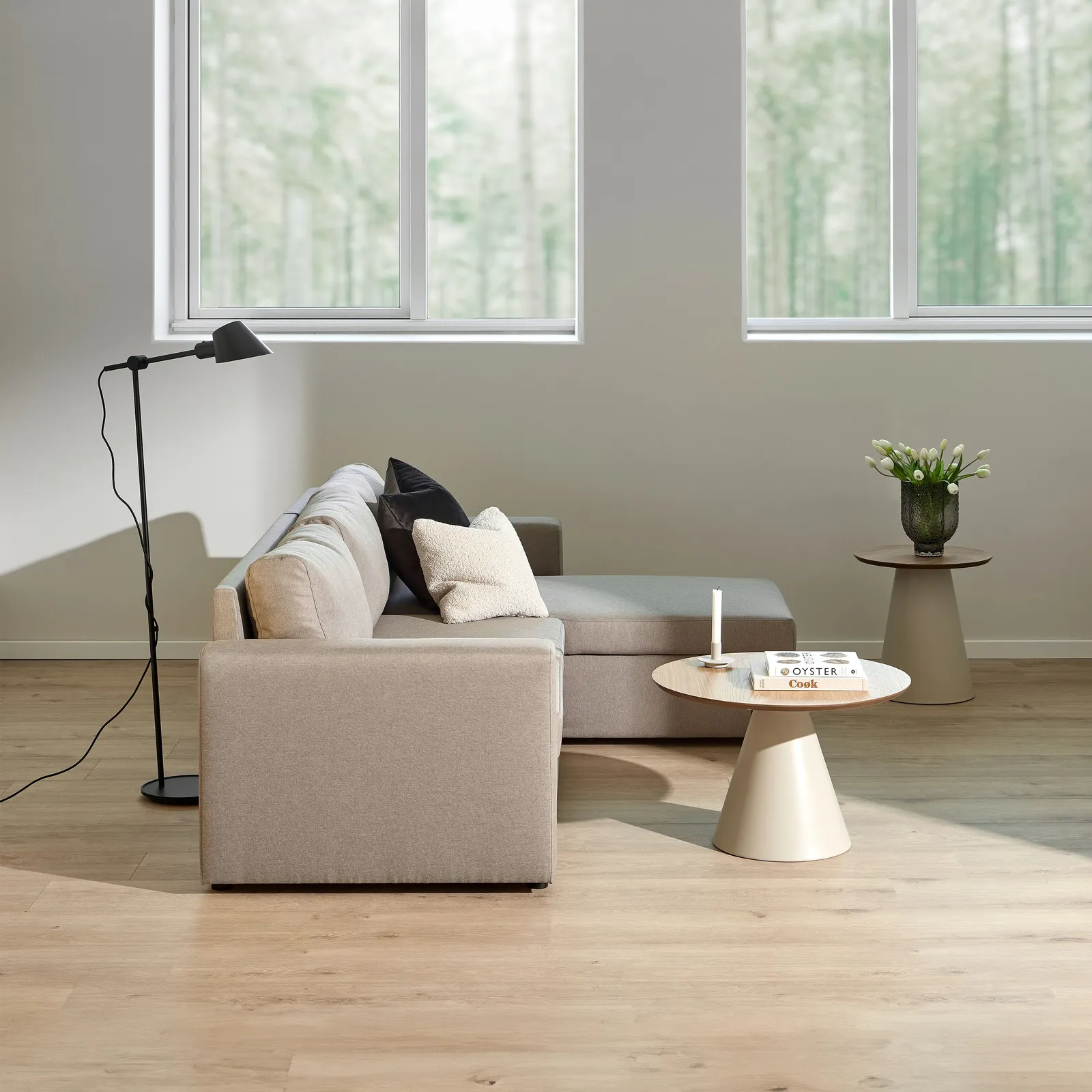 Furniture To Go Soli Round Coffee Table in Oak/Grey 45x48cm in Brown 3