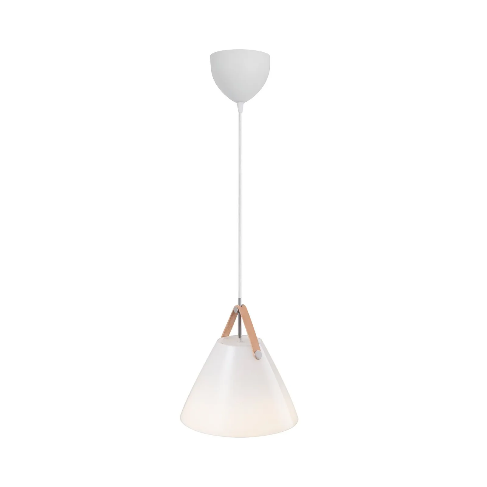Nordlux Modern Indoor Pendant Light White Glass E27 Brown & Black Strap - Mains Powered, IP20