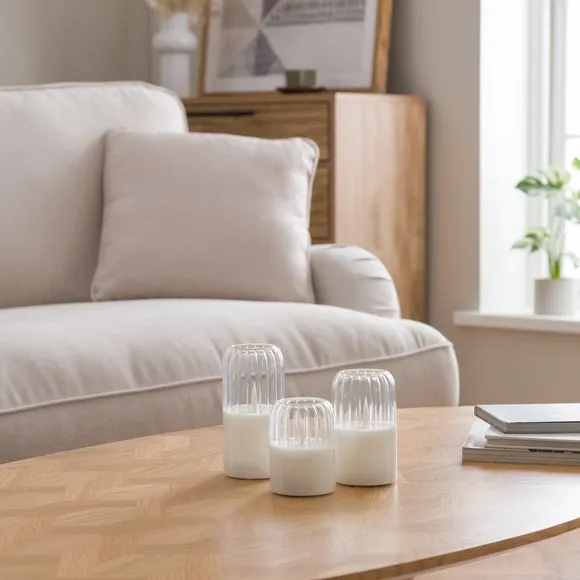 Set of 3 Clear Dome LED Pillar Candles 2