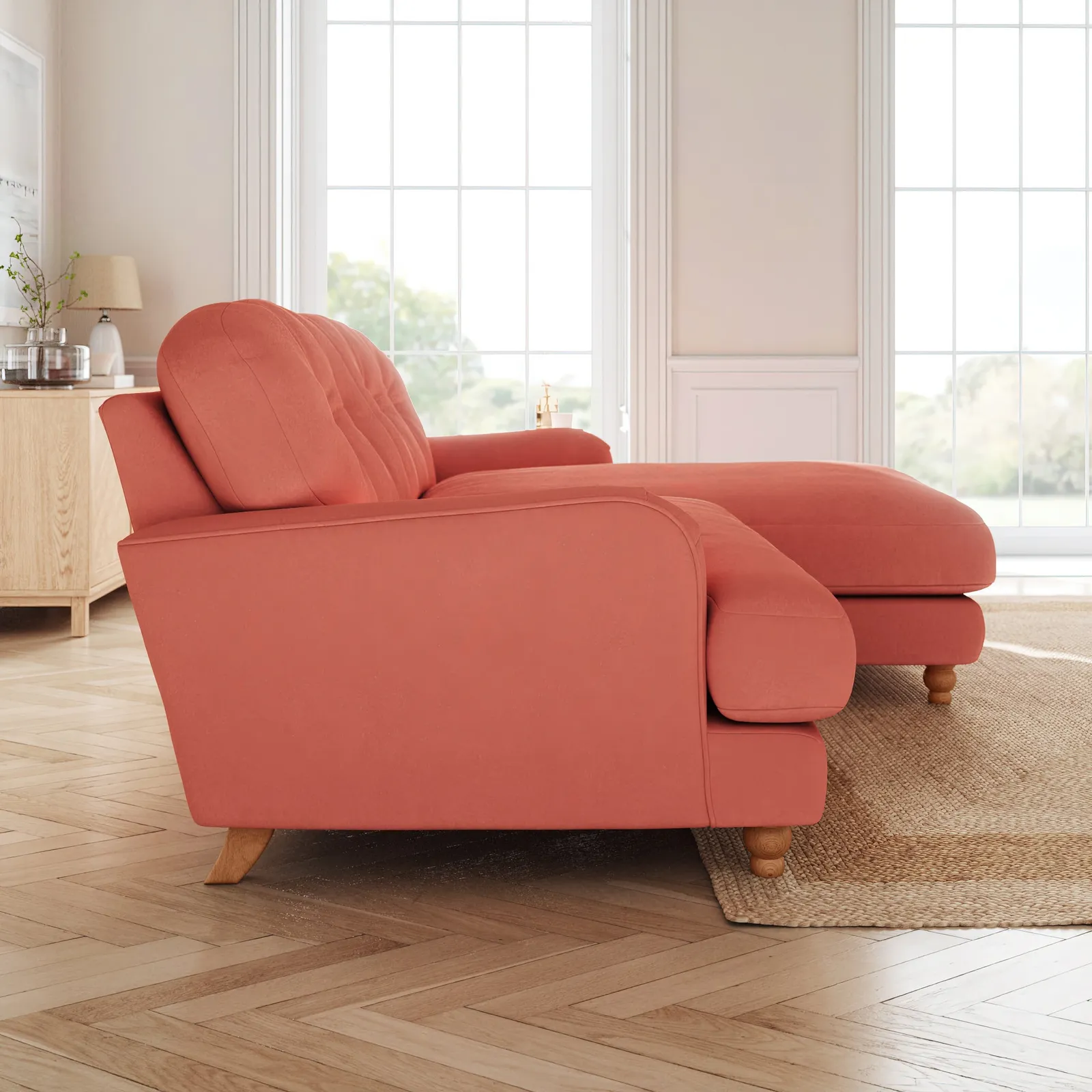 Martha Matte Plush Velvet Corner Chaise Sofa 2