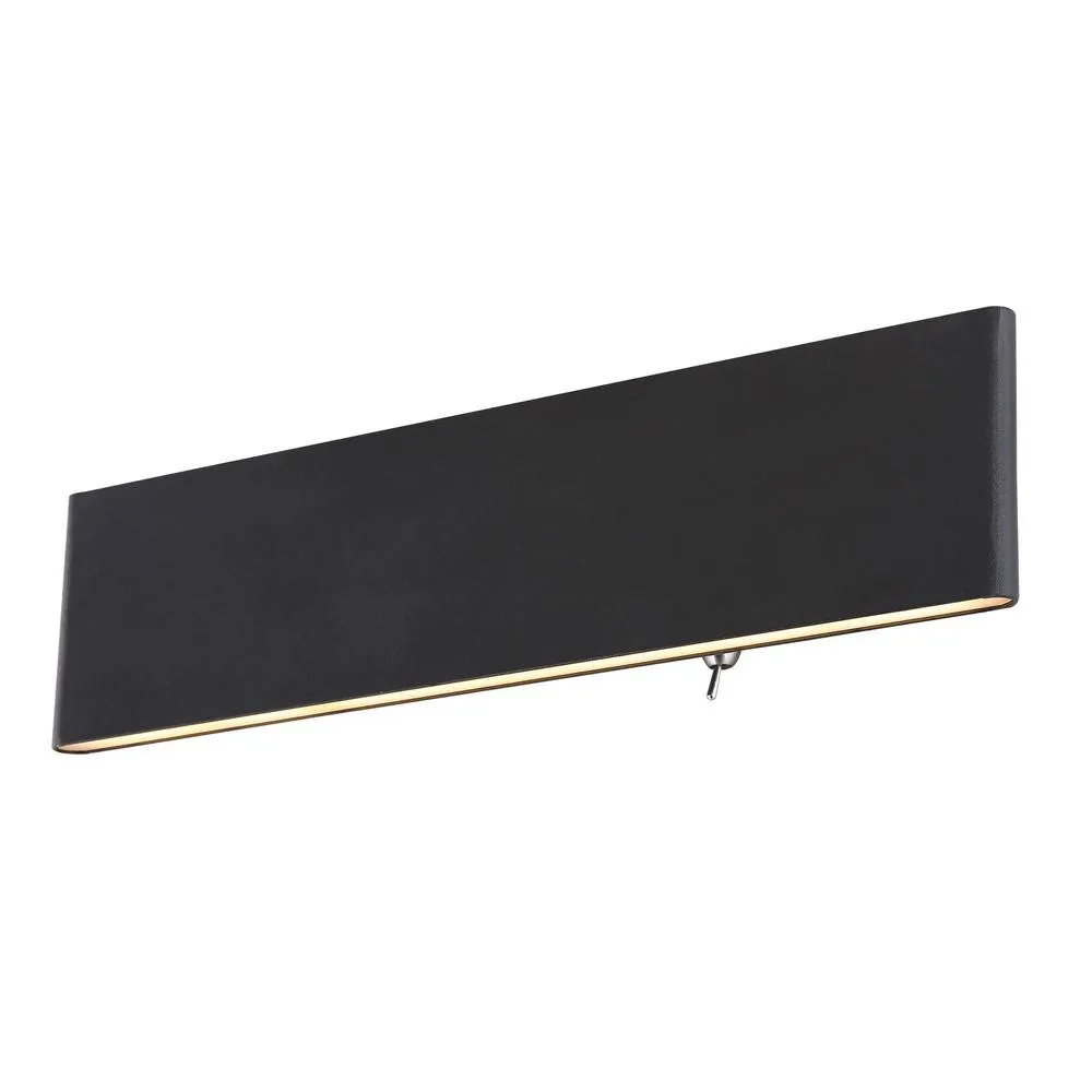 Globo Siegfried Large Black Switched Wall Light, Black