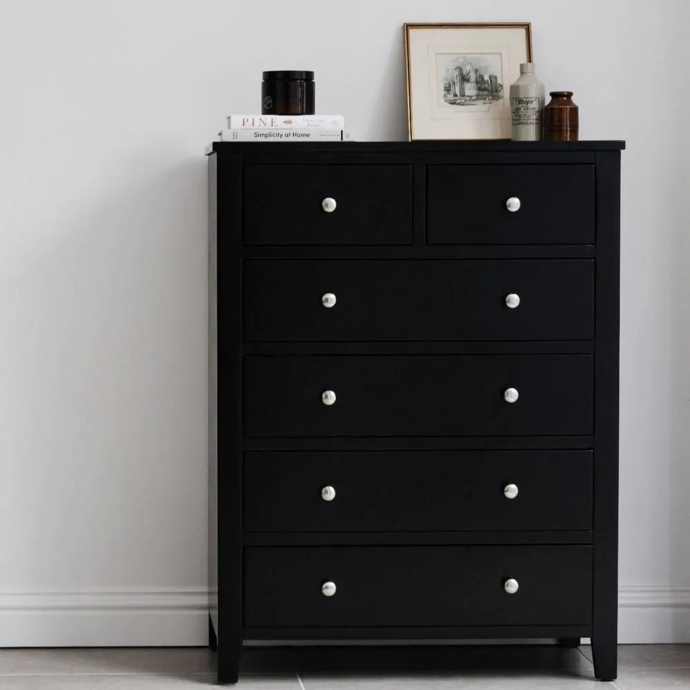 Statement Furniture Brooklyn 2 Over 4 Chest of Drawers in Black