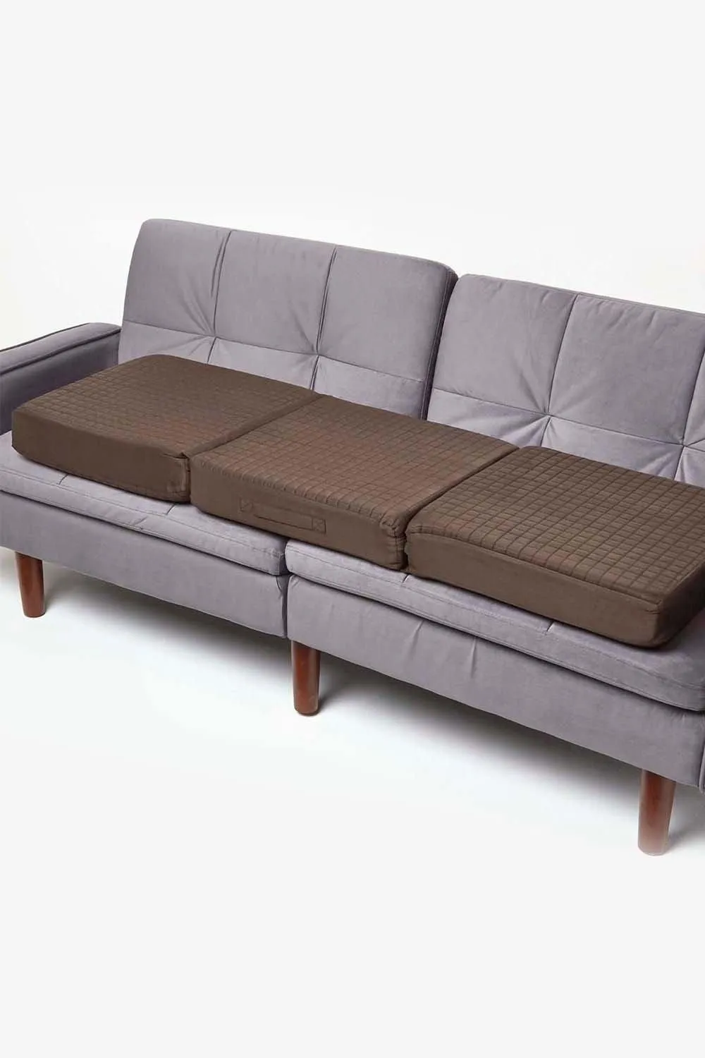 Homescapes Suede Orthopaedic Foam 3 Seater Booster Cushion in Chocolate 1