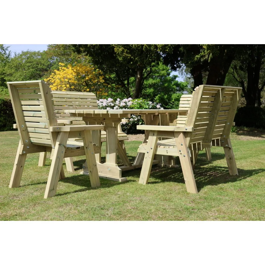 Churnet Valley Garden Furniture Ltd Ergo Dining Set - 1 Table, 2 Bench & 2 Chairs - Min. Assembly Required in Brown 4