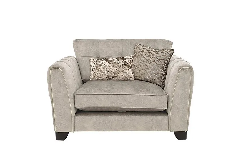 Mariah Classic Back Fabric Snuggler Chair with Brass Insert - Dapple Cream with Brass Insert