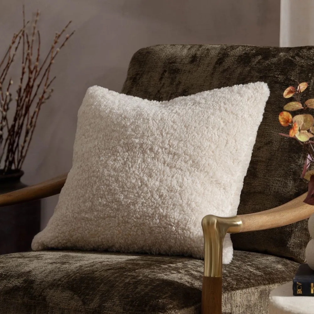 Yard Olann Faux Shearling Cushion in Beige