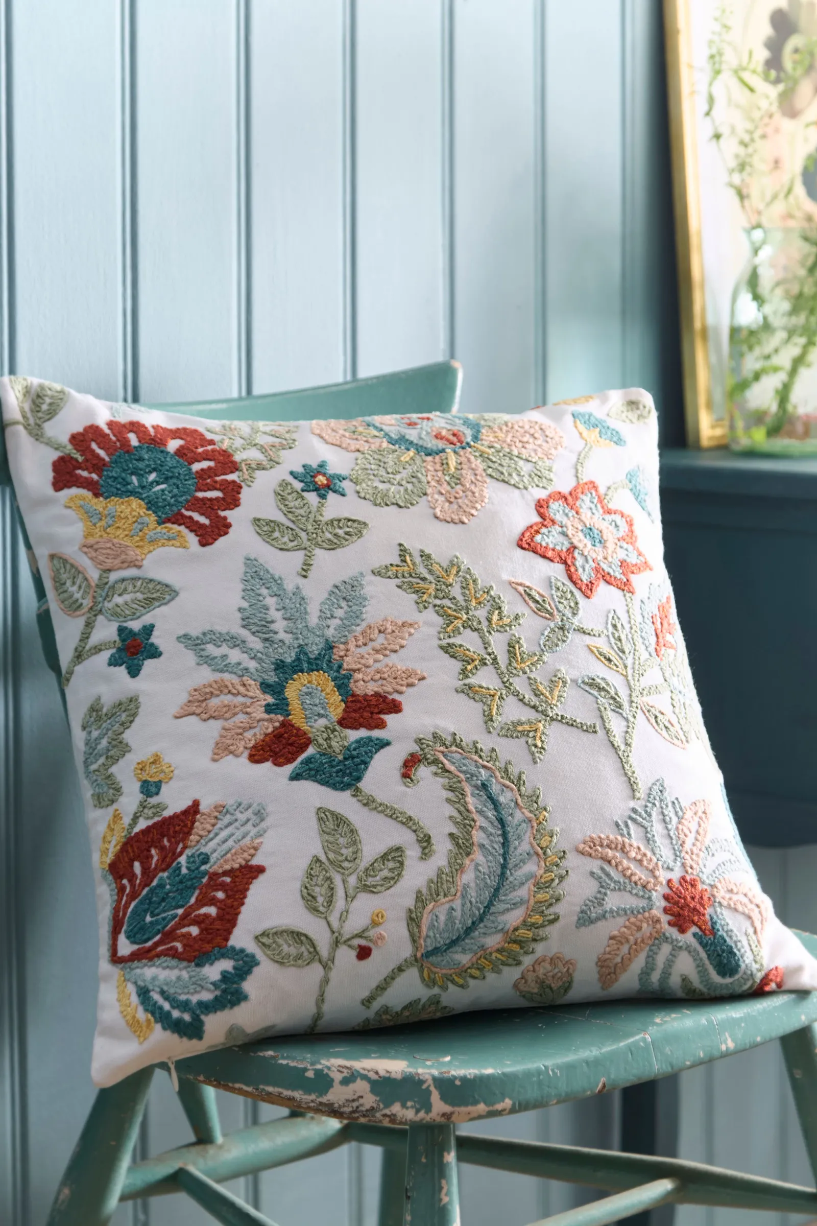 Appletree 'Amara' Embroidered Floral Filled Cushion
