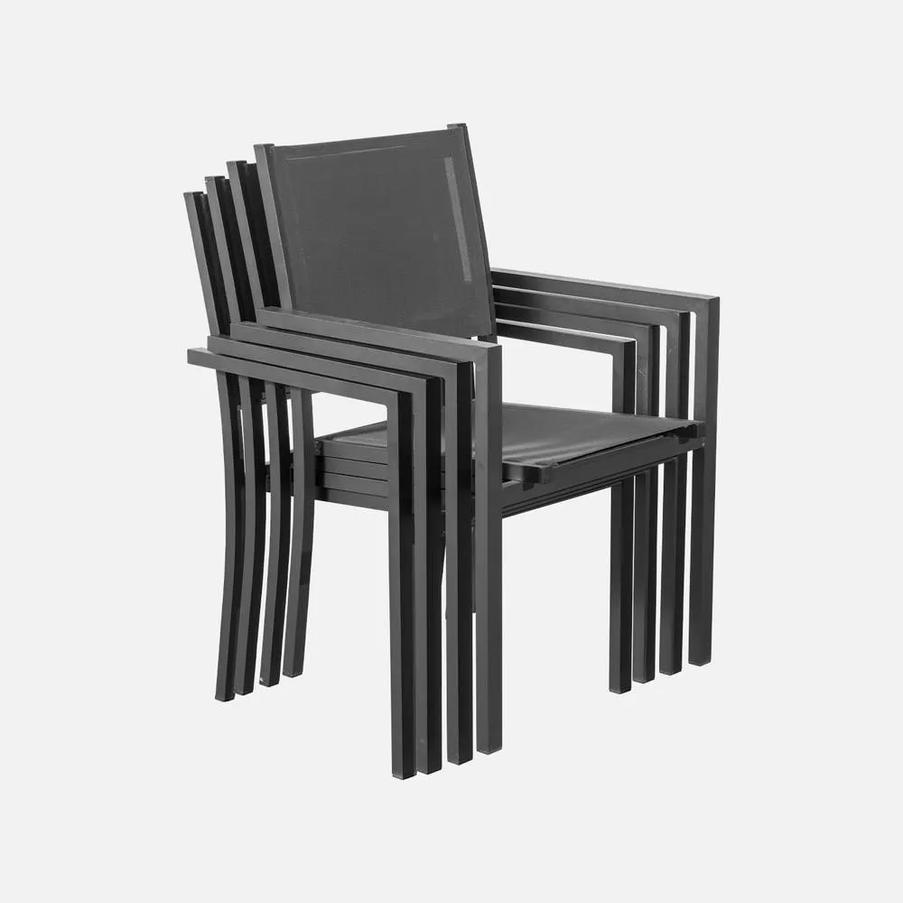 sweeek 8-seater Aluminium Garden Table With Textilene Chairs in Dark Grey 2