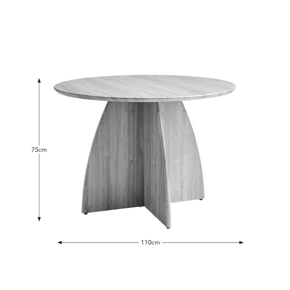 Effy 4 Seater Round Dining Table, Wood Effect 5