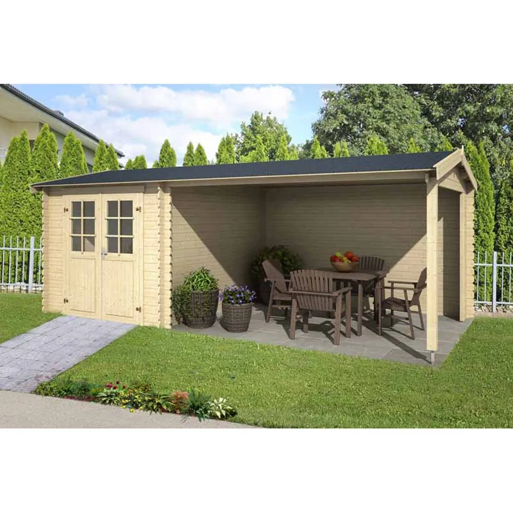 Lasita Maja Ltd Ivana-Log Cabin, Wooden Garden Room, Home Office - L590xW312.6xH228 cm in Light Tan