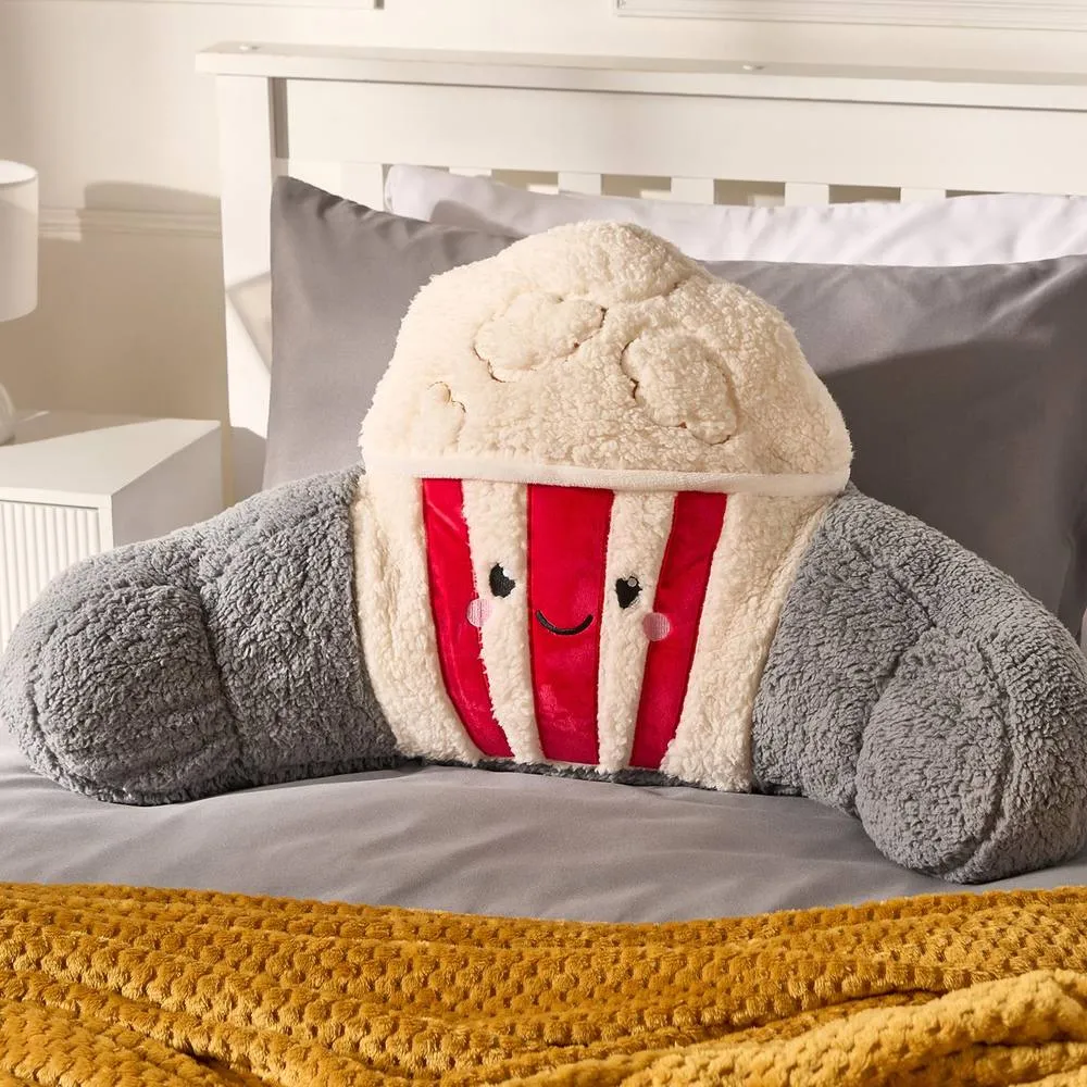 OHS Popcorn Cuddle Cushion Novelty Reading Pillow in Grey