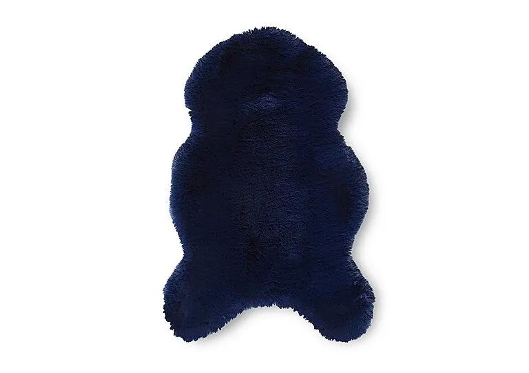 Teddy Single Sheepskin Rug - Navy