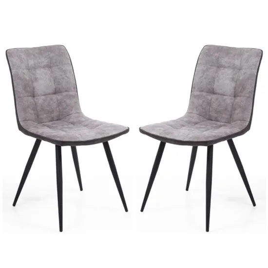 Rodeo Light Grey Suede Effect Dining Chair In A Pair