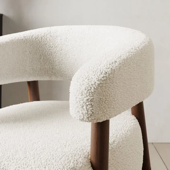 Cleo Curved Ivory Sherpa Accent Chair 3