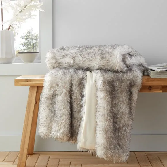 Catherine Lansfield Arctic Fox Throw Blanket 130cm x 170cm