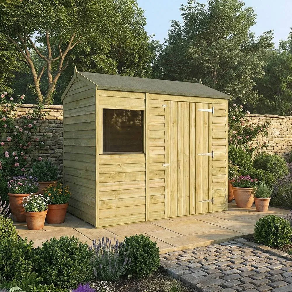 Mercia 6 x 4 Feet Overlap Reverse Apex Shed - L131.3 x W181.8 x H208.3 cm in Brown 5