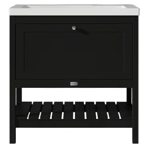 Bayswater Hartleigh Matt Black Traditional Freestanding Vanity Unit & 1 Tap Hole Modern Recessed Basin - 800mm