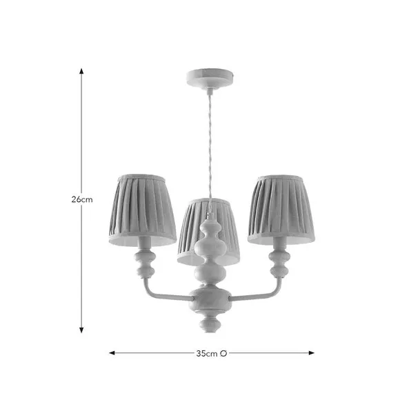 Bobby Pleated 3 Light Paint Your Own Semi Flush Candlestick Chandelier 6