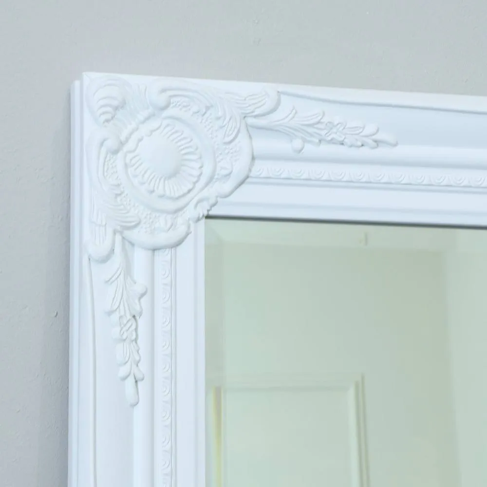 Melody Maison Tall / Long White Ornate Wall / Leaner Mirror - 47cm X 142cm 5