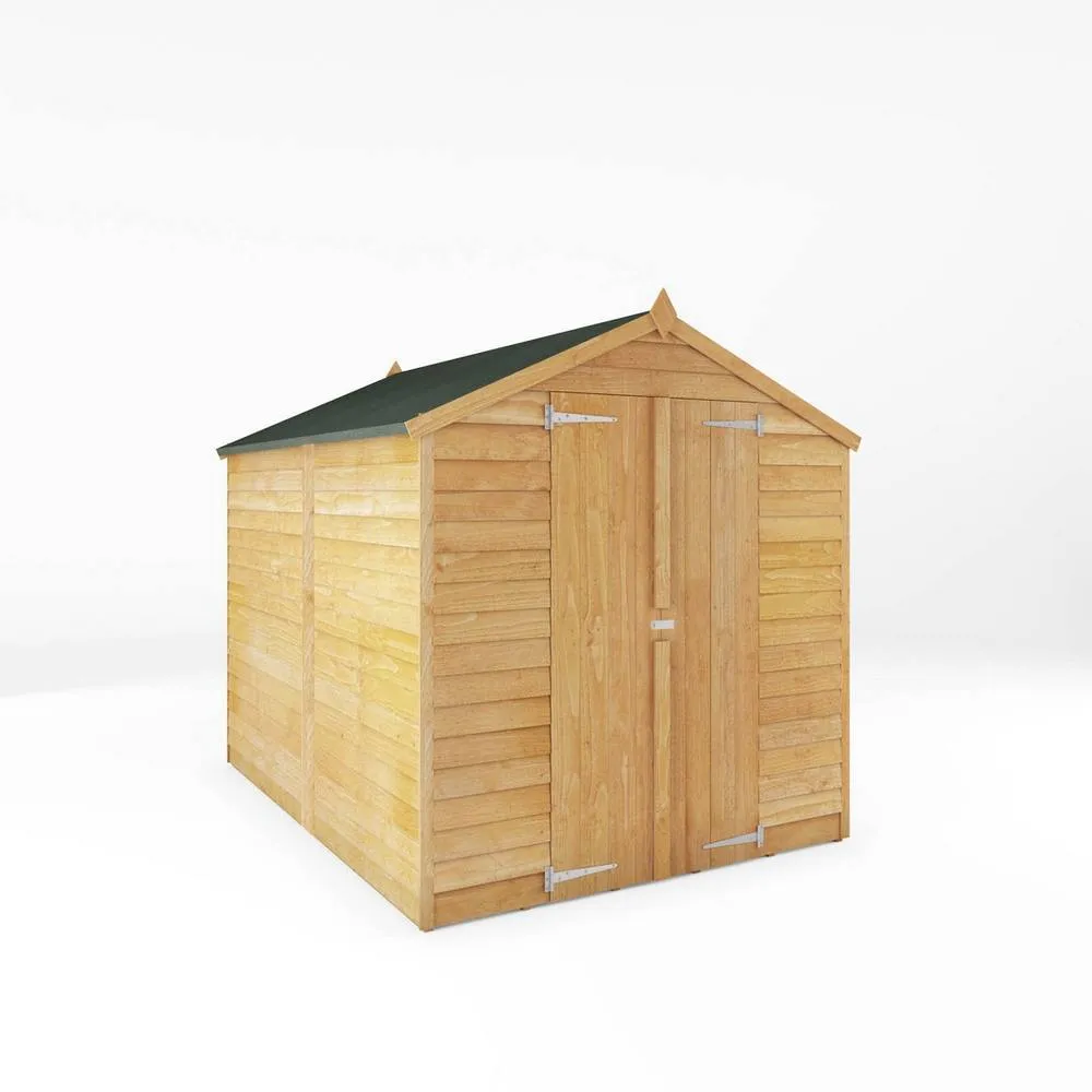 Mercia Double Door Overlap Apex Windowless Shed - L240.4 x W190.5 x H198.6 cm in Light Brown