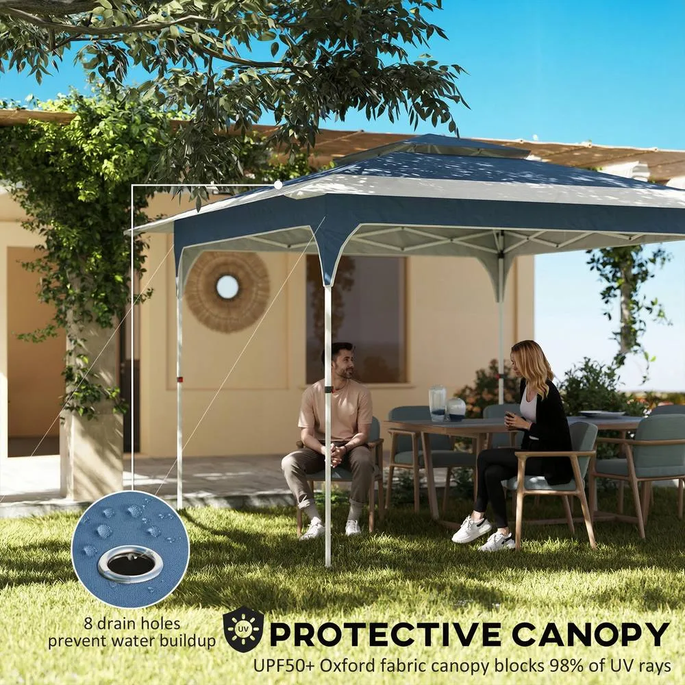 OUTSUNNY 3.5 x 3.5 m Pop Up Gazebo, UPF50+ One-Touch Party Tent in Blue 4